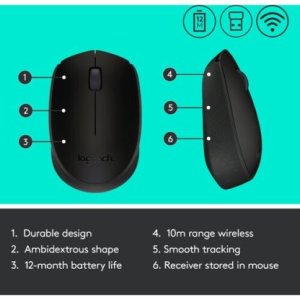 Logitech M170 Wireless Mouse (Black)