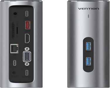 Vention USB-C MULTI-FUNCTIONAL 11 in 1 DOCKING STATION - Type C to Multi-function USB-C to HDMI/VGA/USB-C Gen 1/USB 3.0x2/USB 2.0/RJ45/SD/TF/TRRS 3.5mm/PD Docking Station 0.25m Gray Metal Type Docking station