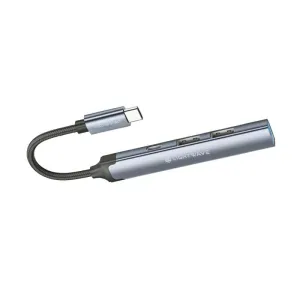 Light Wave  4-in-1- USB Hub Adapter-USB-C-Grey -LW-HUB-A104