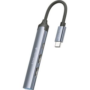 Light Wave  4-in-1- USB Hub Adapter-USB-C-Grey -LW-HUB-A104