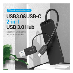 Vention Type-C to 4-Port USB 3.0 Hub with Power Supply