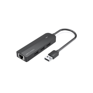 Vention 3‑Port USB 3.0 Hub with LAN (0.15M, Black)