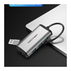 Vention USB 3.0 to USB3.0 (3 PORTS) + Gigabit Ethernet  Aluminum Alloy Docking Station