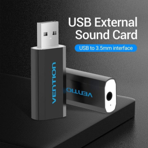 Vention 4 Pole USB External Sound Card Black