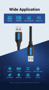 Vention USB 3.0 A Male to A Male  Cable 1.5M Black PVC Type