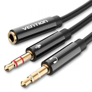 Vention 3.5mm Male to 2 *3.5 femaleFemale Stereo Splitter Cable 0.3M Black ABS Type