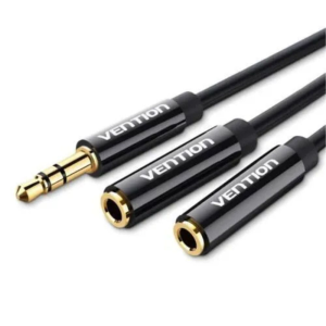 Vention 3.5mm Male to 2 *3.5 femaleFemale Stereo Splitter Cable 0.3M Black ABS Type
