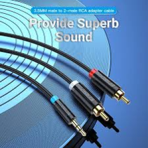 Vention 3.5MM Male to 2-Male RCA Adapter Cable 1.5M Black