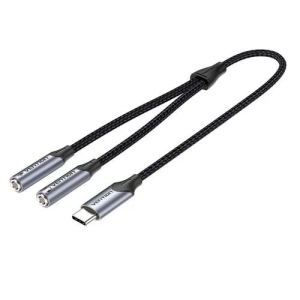 Vention USB-C Male to TRS Audio & Mic Jack  0.3M Gray Aluminum Alloy Type