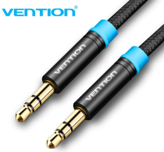 Vention Cotton Braided 3.5mm Male to Male Audio Cable 1.5M Black Metal Type