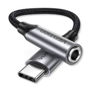 Vention USB-C Male to 3.5MM Earphone Jack With DAC Adapter 0.1M Gray Aluminum Alloy Type