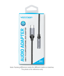 Vention USB-C Male to 3.5MM Earphone Jack With DAC Adapter 0.1M Gray Aluminum Alloy Type