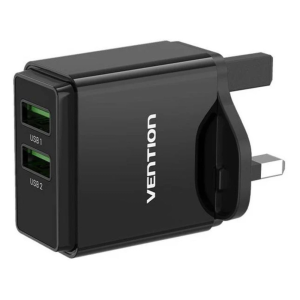 Vention Two-Port  USB(A+C) Wall Charger (18W/20W) UK-Plug Black