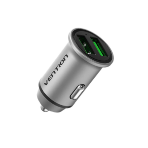 Vention Two-Port USB A+C(30+30) Car Charger Gray Mini Style Aluminium Alloy Type