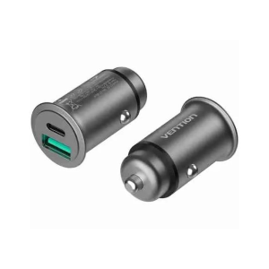 Vention 25W Dual USB Car Charger (PD3.0+QC3.0) Gray Mini Style Aluminium Alloy Type