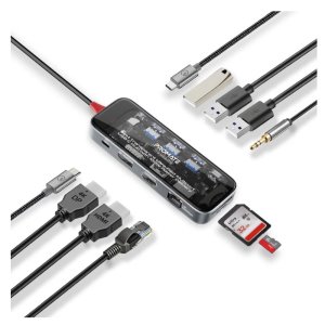Promate TransHub-Pro 11‑in‑1 Transparent Ultra‑Fast Multi‑Port USB‑C Hub