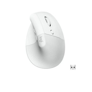 Logitech Lift Vertical Ergonomic Wireless and Bluetooth Mouse - Off White - 910-006475