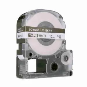 Epson 12mm x 8m Black on White Tape