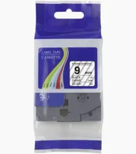 Brother laminated 9mm TZC-s121 black on clear Label Cartridge