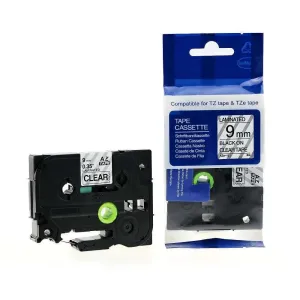 Brother laminated 9mm TZC-s121 black on clear Label Cartridge