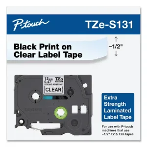 Brother laminated 12mm WZC-s131 black on clear Label Cartridge
