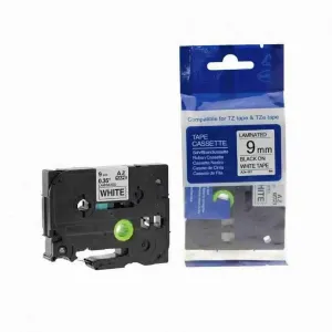Brother 9mm x 8m Black on White Label Tape