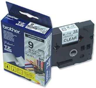 Brother 9mm x 8m Black on Clear Label Tape