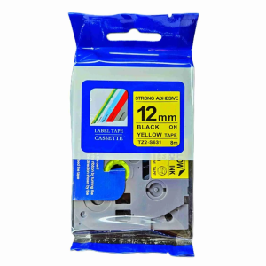 Brother 12mm x 8m Black on Yellow Label Tape Catridge