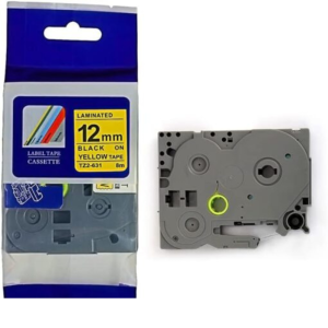 Brother 12mm x 8m Black on Yellow Label Tape Catridge