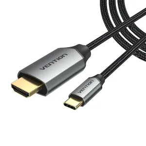 Vention Cotton Braided Type-C to HDMI Cable 2M Black Alluminium alloy Type- VEN CRBBH