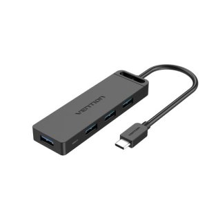 Vention Type-C to 4-Port USB 3.0 Hub with Power Supply Black 0.5M ABS Type VEN-TGKBD