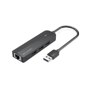 Vention 3 PORTS USB 2.0 HUB 0.15M with LAN Black-VEN CHPBB