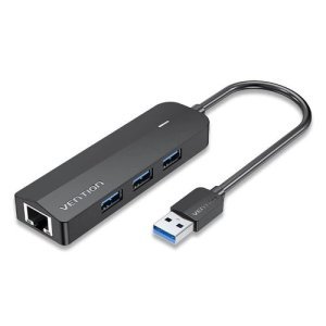 Vention 3 PORTS USB 3.0 HUB 0.15M with LAN Black-VEN CHNBB