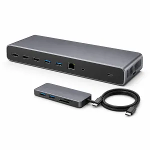 Vention 4-Port USB 3.0 Hub with Type C & USB 3.0 2-in-1 Interface and Power Supply 0.15M ABS Type VEN-CHTBB
