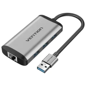 Vention USB 3.0 to USB3.0 (3 PORTS) + Gigabit Ethernet  Aluminum Alloy Docking Station- VEN CKBHB